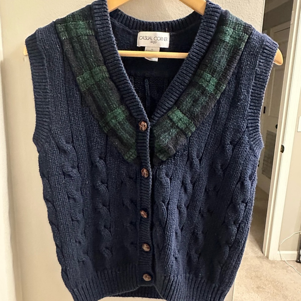 Casual Corner Dark Blue Knit Top-Vintage